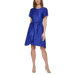 NEW DKNY Womens Pleated Tie Waist Midi Dress Shirt Size 6